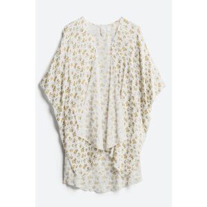 emory park Cream Floral Open-Front Kimono Cardigan